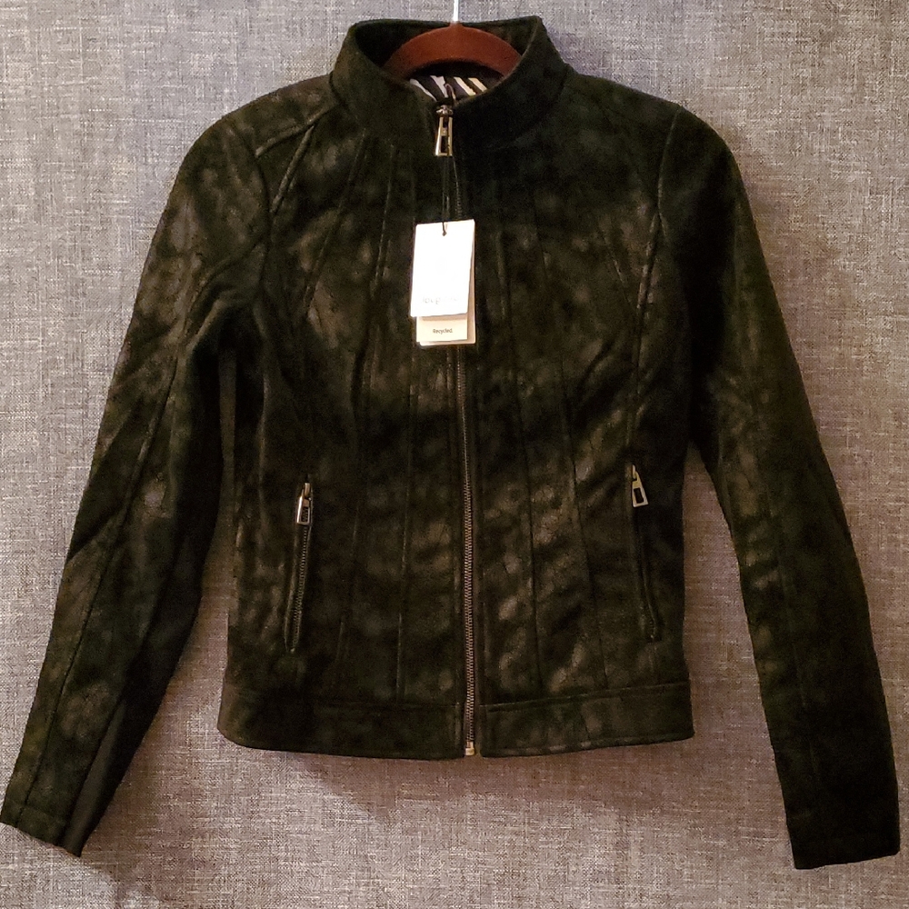Desigual Black Faux Suede Moto Jacket XS